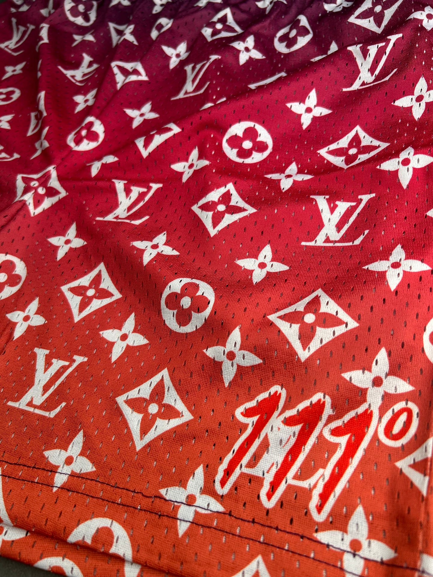 111° Designer Sunset Monogram Mesh Shorts