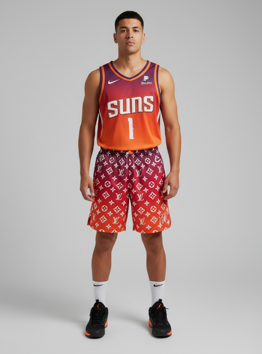 111° Designer Sunset Monogram Mesh Shorts