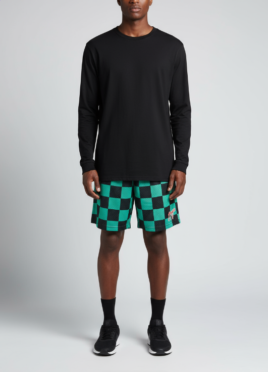 111 Degrees Men's “Tanjiro Check” Mesh Shorts